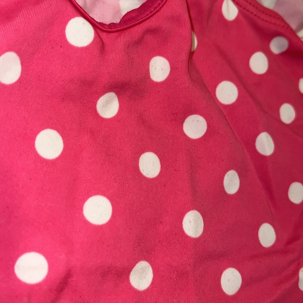Girls one piece Gymboree swimsuit with flower and bow details and polka dots - Picture 4 of 5